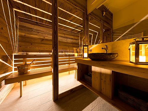 Der Wellness-Bereich in der Wildererhütte